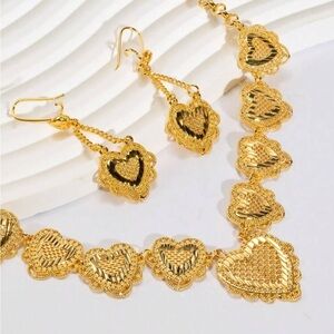 24 k gold plated necklace and earring set